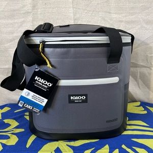 18-Can Gray Soft Sided Cooler Bag w/ Welded Construction & Weather-Resistant NEW